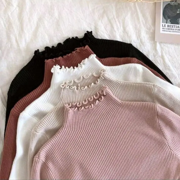 TURTLENECK ATASAN PRESS BODY | FASHION BAJU KOREA Slim-fitting