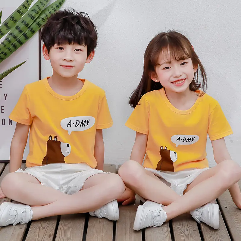 Áo Thun Ngắn Tay, Quần Áo Trẻ Em, Chất Liệu Cotton, Dành Cho Bé Trai Và Bé Gái, Áo, Tay Lỡ, Hoàn Toàn Bằng Cotton, Áo Sơ Mi Lớp Nền Thường Ngày Thích Hợp Cho Trẻ Em