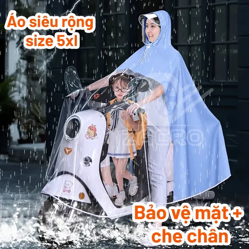Zacro Áo Mưa Trong Suốt cho Mẹ và Bé, che phủ toàn thân, kèm kính chắn mưa，Bọc giày đi mưa /Ủng Đi Mưa-Bọc Giày Đi Mưa