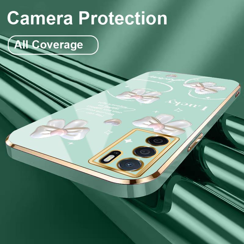 Casing Hp untuk OPPO A16 A16s A1 Pro A11 A11x A11K A12 A12s A12e A15 A15s A16K A16e A17 A18 A1k A1x A2 5G A2x A3 A31 A32 A33 2020 A35 2021 A36 A37 A38 A39 A3 Pro 3D Stereo Bow Tie Silicon TPU Electroplating Case Murah 6