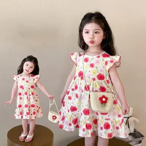 BOBOHO - Dress Anak Perempuan Motif Flower Cantik / Gaun Flower Anak Perempuan / Dress Santai Gaya Feminim