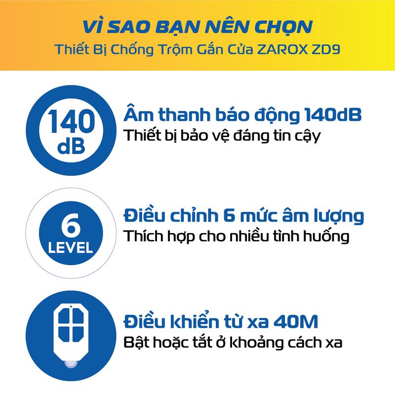 Product Introduction of Thiết bị báo khách, báo động chống trộm gắn cửa  ZAROX ZD9 có thể tùy chỉnh âm lượng và kèm remote điều khiển bật/tắt từ xa 17