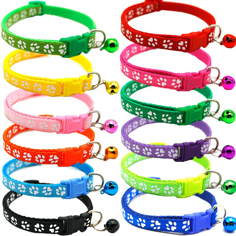 Product Introduction of 1R Pet Patch Collar Dog Cat Collar Single Footprints Paw Print Bell 27