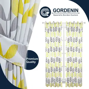 Gorden blackout import amanda kuning abu hitam uk 100×200  smokring 12 lubang semokring 6 gelembung Gold Jendela Kain Pintu