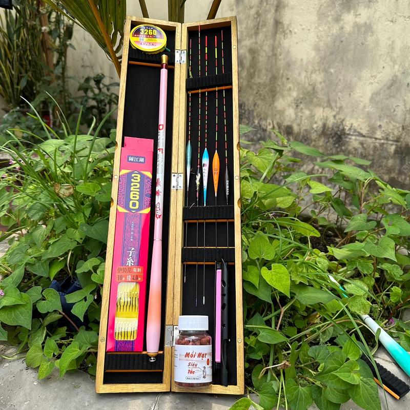  Cần câu tay mini tiểu hồng combo cần và phụ kiện thu gọn 42cm 