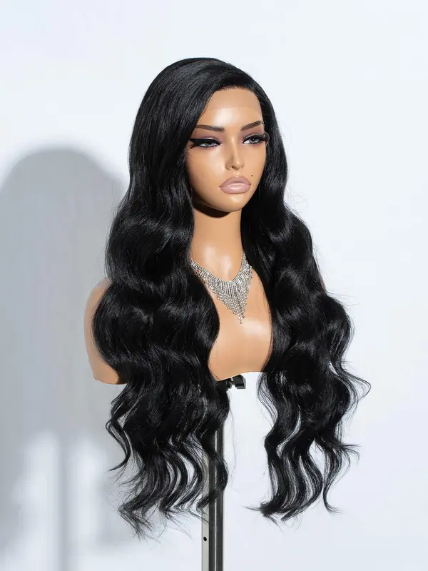 28 Inch Long Wavy Wigs for Women, Gorgeous Fluffy  Middle Part Wig without Bangs, Synthetic Lace Front Wigs for Party, Daily Use 2