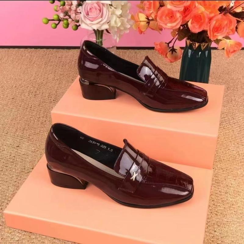 Giày Cao Gót, Da Thật, Dành Cho Nữ, Phong Cách Anh Quốc, Gót Chunky, Da Bóng, Giày Lười, Gót Trung Bình Hàng Mới Về Mùa Lò Xo Và Mùa Thu 2024 7