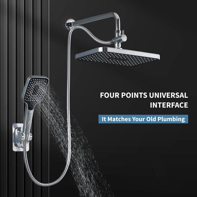 Product Introduction of Fixed Shower Head & Handheld Shower Head Set, High Pressure Showerhead Set, Shower Equipment Set, Bathroom Accessories, Bathroom Sets for Home Hotel 3