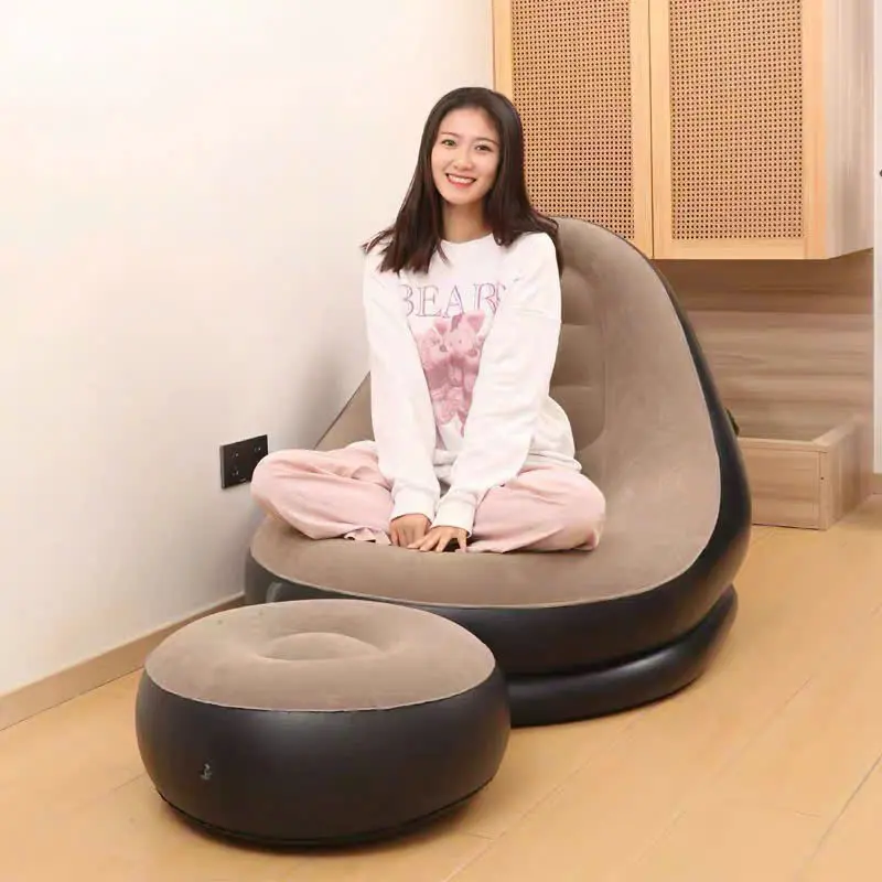 [ Loại Dày ] Bộ ghế hơi tựa lưng thư giãn, trọng tải đến 100kg - Ghế bơm hơi kèm bơm điện, Sofa hơi bọc nhung êm ái giường wanek g he home bau đệm kursi goyang 3