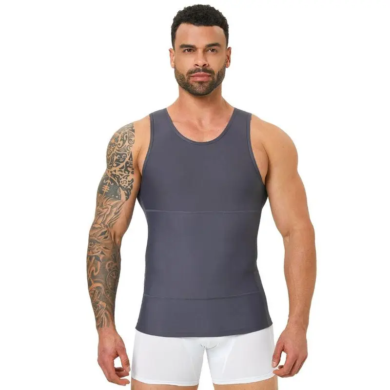 Men's Solid Color Compression Top, Tummy Control Shaper, High Stretch Shapewear Tank Top for Men, Shaper for Men, Singlet for Men Menswear Socks 3