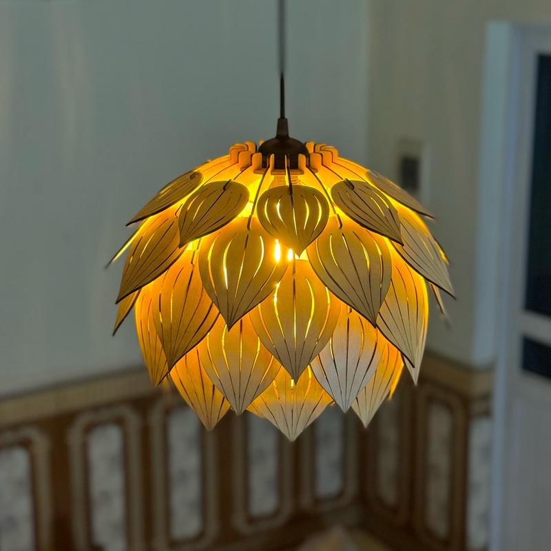 Đèn Thả Gỗ Trang Trí Decor Bông Sen 2T WORKSHOP DT30 8