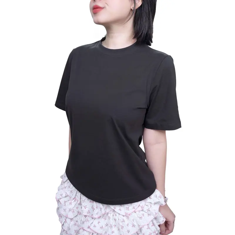 BLANWHI  ÁO BABYTEE FORM VỪA  Cổ Tròn  VẢI EM BÉ DÀNH CHO NGƯỜI LỚN | SỢI BÔNG MỸ KHÔNG TẠP CHẤT |  Áo Nữ mặc vừa vặn thông thường đơn thuần 3