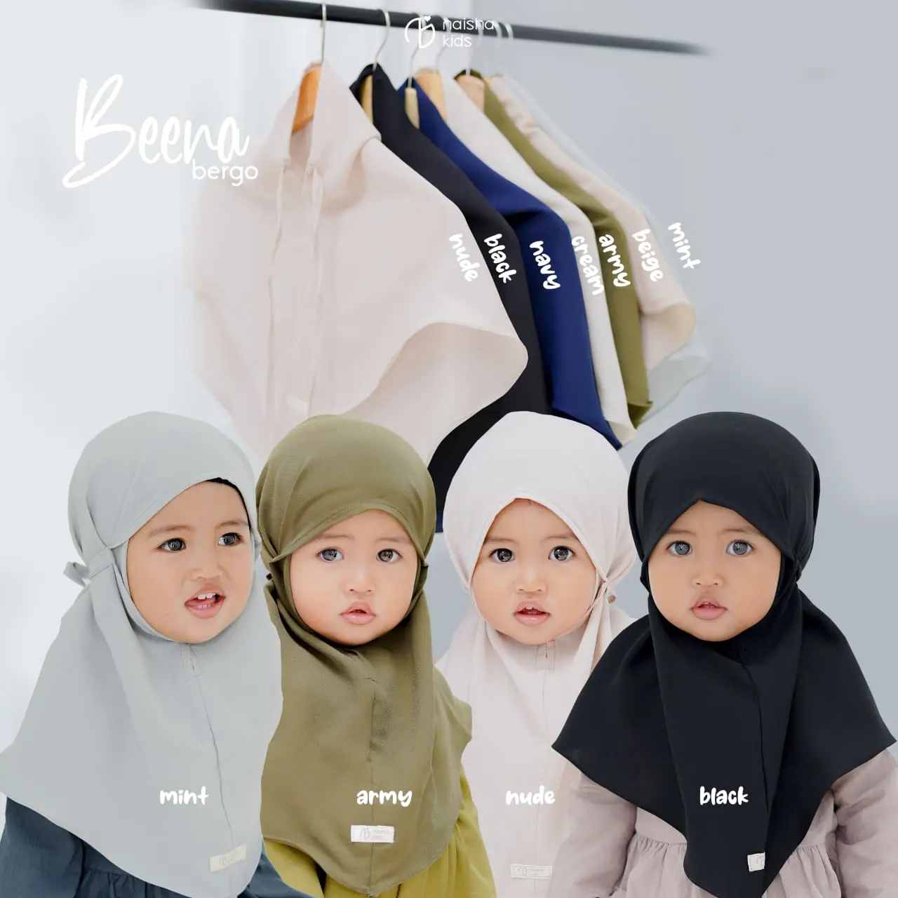 Bergo Kids / Beena Bergo / Hijab Instan Anak Navy Ceruty Muslim Samping Muslim Samping Kerudung
