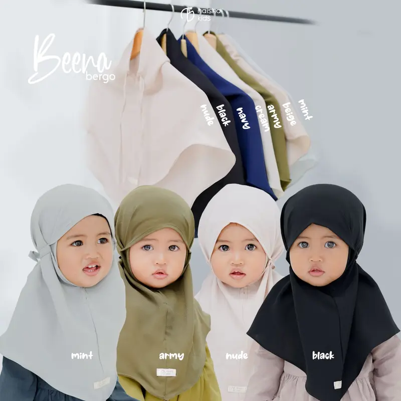 Bergo Kids / Beena Bergo / Hijab Instan Anak Navy Ceruty Muslim Samping Muslim Samping Kerudung 0