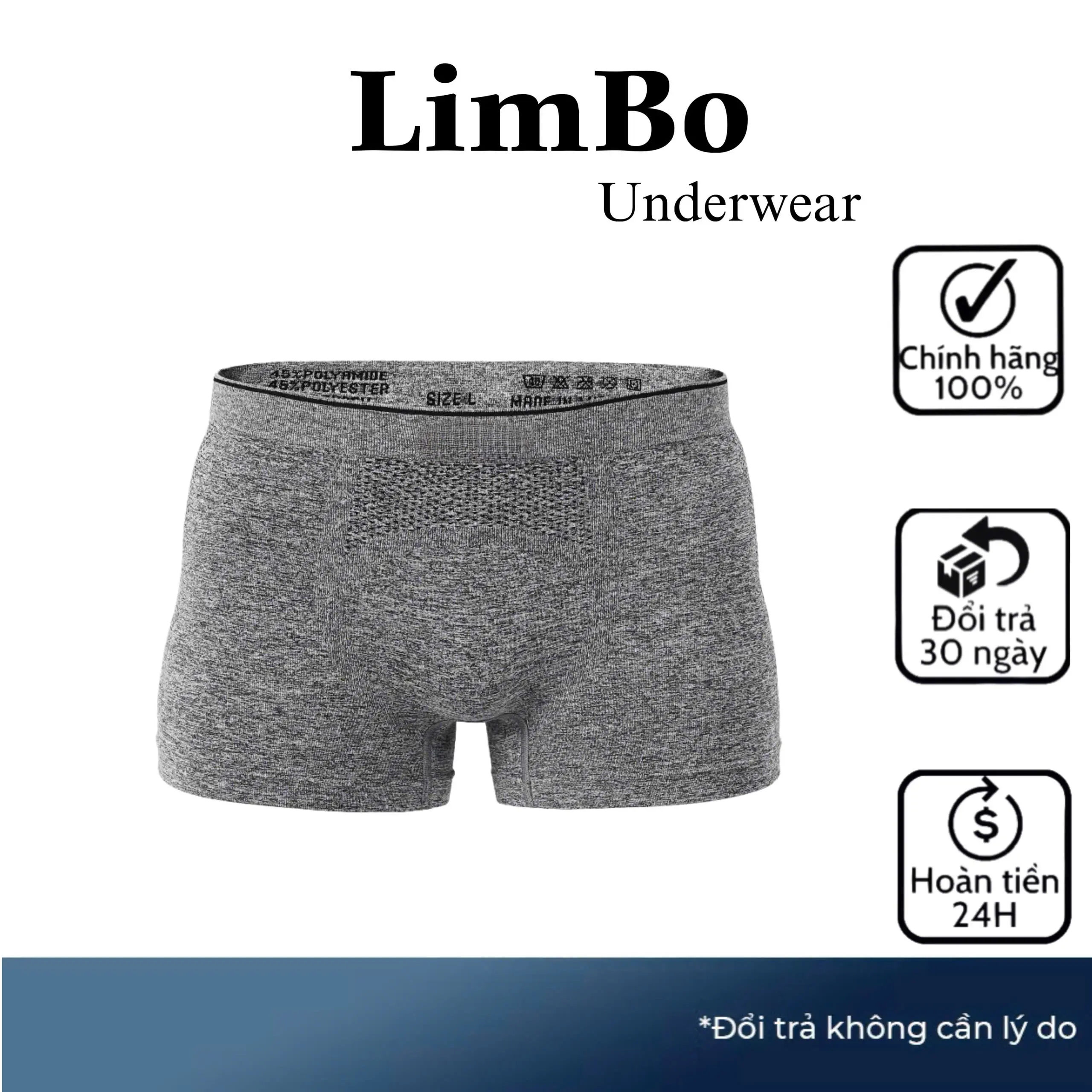 Quần Lót - Sịp Đùi Nam BOXER Xám Đen Dệt Kim Thoáng Khí Co Dãn Kiểu Dáng Khỏe Khoắn V1 quanxi nam Thun Menswear