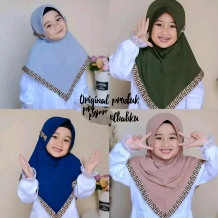Jilbab Anak Perempuan Hijab Anak TK Kerudung Anak Perempuan Renda Serut 3 Sampai 6 Tahun Instan Muslim Simple Sekolah Bergo Hitam 3