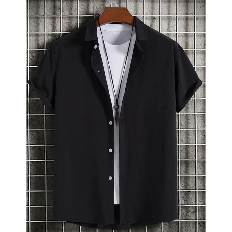 Men's summer fashion 3D printing simple Hawaiian short sleeved men's casual beach party clothing shirt 1
