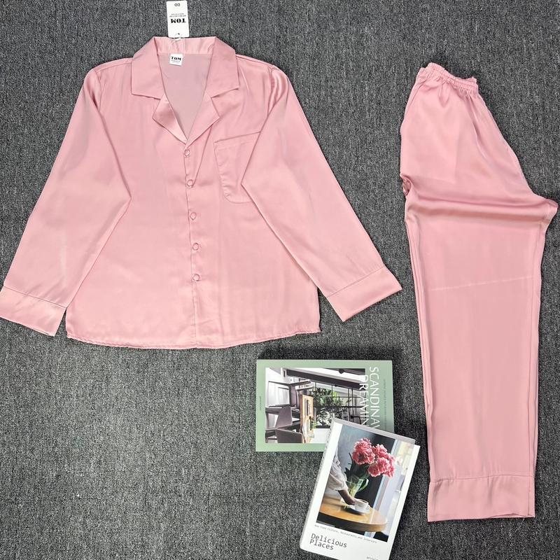 Đồ Bộ Pijama Lụa LaTin Tơ Tằm Màu Trơn Thiết Kế Nữ (Có Túi 40kg-58kg) 2