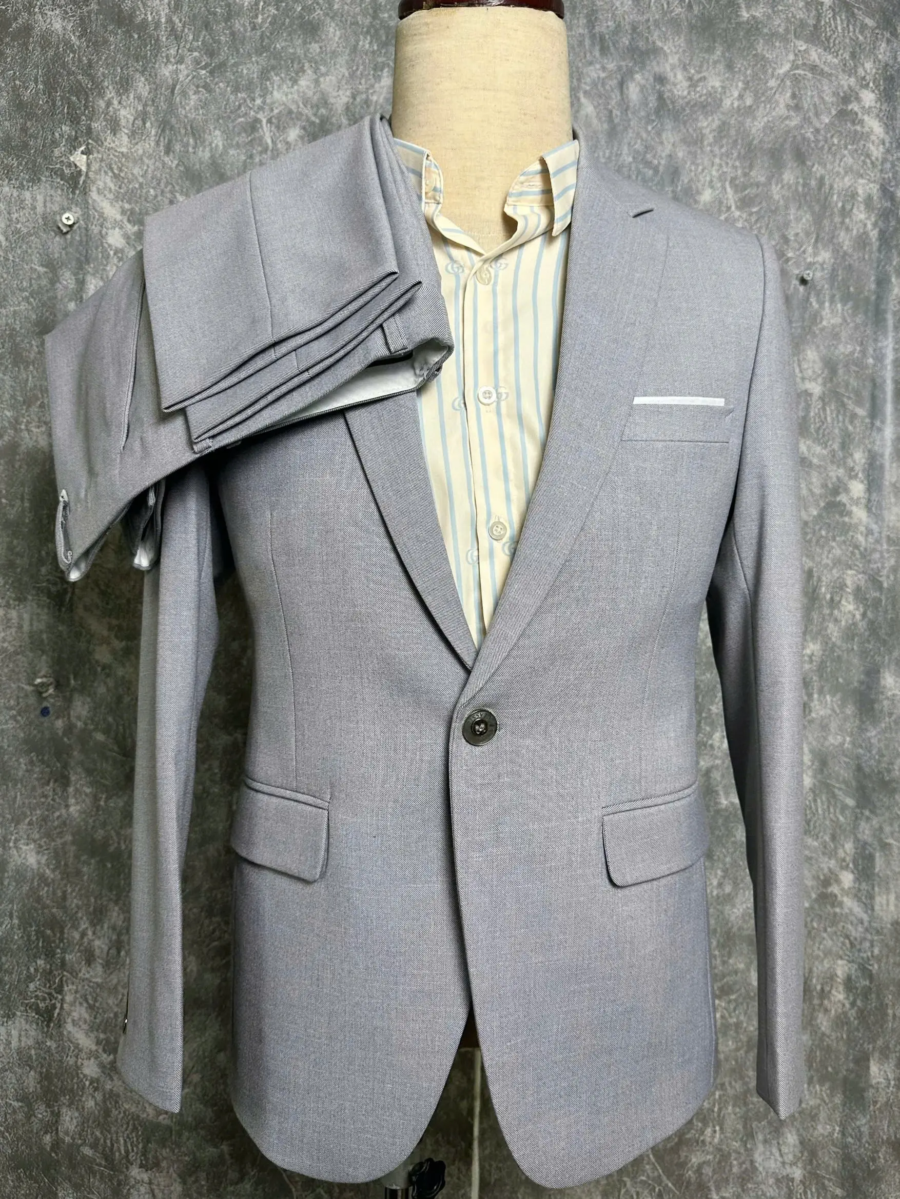 Bộ Vest Nam Cát Sáng (1 áo+1 quần) - Chất liệu cao cấp, thiết kế trẻ trung, bảo hành 6 tháng - Nhung, Kem