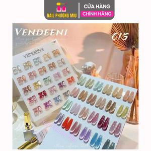 Set Sơn Gel Thạch Nhũ Mắt Mèo Vendeni 24 Màu, Lấp Lánh, Bền Màu, Tặng Kèm Bảng Màu Tạo Lấp Lánh Nail Phương Miu Nữ Women