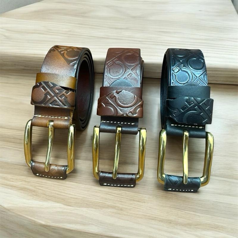 Thắt Lưng Dây Nịt Nam Da Bò Dập Vân Phong Cách Đầu Khoá Kim Loại Mạ Vàng Cao Cấp 3.8x120cm Voi Cao Su Ví