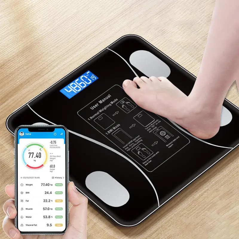 Smart Wireless Digital Body Scale without Batteries, High Precision Digital Body Fat Scale, Household Digital Body Fat Scale Fitness Equipment 0