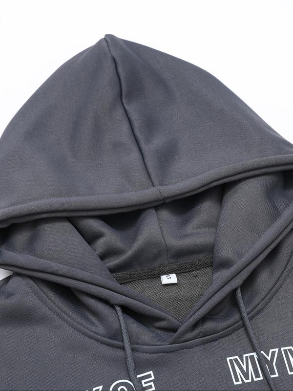 Men's Letter Print Hoodie, Casual Regular Fit Long Sleeve Hooded Sweatshirt for Daily Wear, Men's Clothes for All Seasons, Tops 2