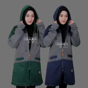 ZIP UP HOODIE PREMIUM L-XL SWEATER HOODIE PANJANG WANITA JUBAH HOODIE ZIPPER PEREMPUAN DEWASA JAKET PANJANG HOODIE MUSLIMAH