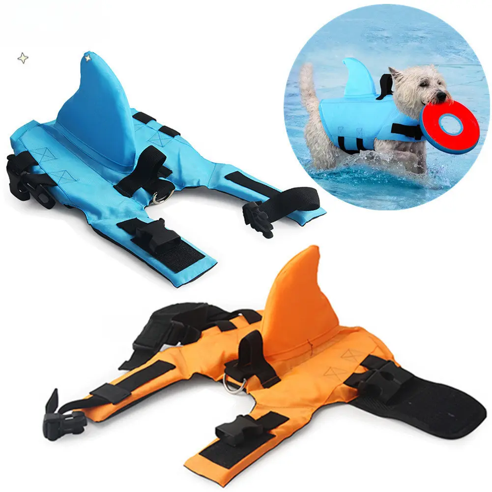 Dog Swimming Vest with Shark Fin Pet Summer Safety Clothes Dog Life Jacket Corgi Swimwear Bulldog Life Vest Pet Swimming Suit