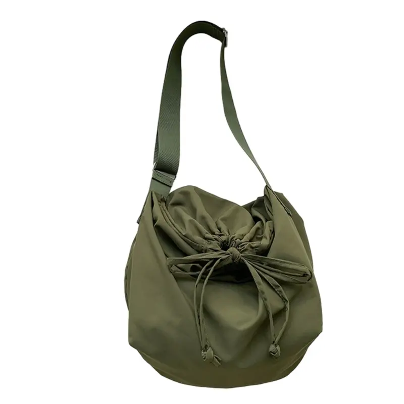 NINGC Drawstring Crossbody Shoulder Bag Simple Fashion Bag Versatile Bag Nylon Bags Women Versatile Travel Bag Large Capacity
