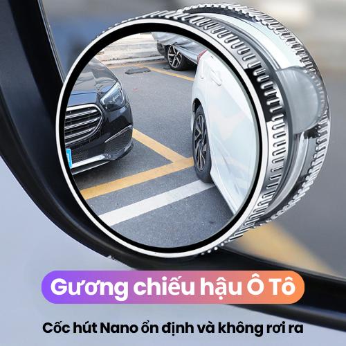Gương cầu lồi mini xoay 360 độ gương chiếu hậu hít chân kính ô tô chống thấm nước xóa điểm mù