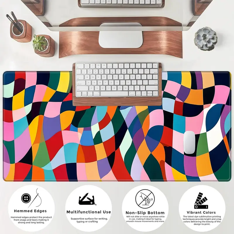 Abstract Colorful Pattern Mouse Pad, Rectangle Gaming Mouse Pad, Non-Slip Mousepad, Office Desk Keyboard Mouse Mat for Home Office Game Room Desk 1