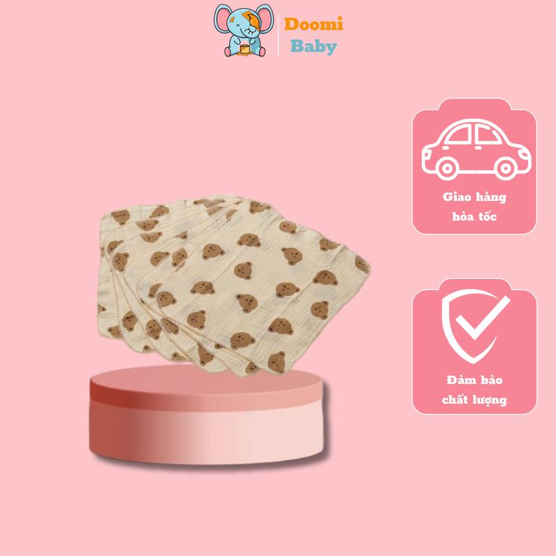 [ĐỘC QUYỀN] Set 5 Khăn Sữa Vải Muslin 2 Lớp Cao Cấp  Cho Bé Chính Hãng Doomi Baby - HT635