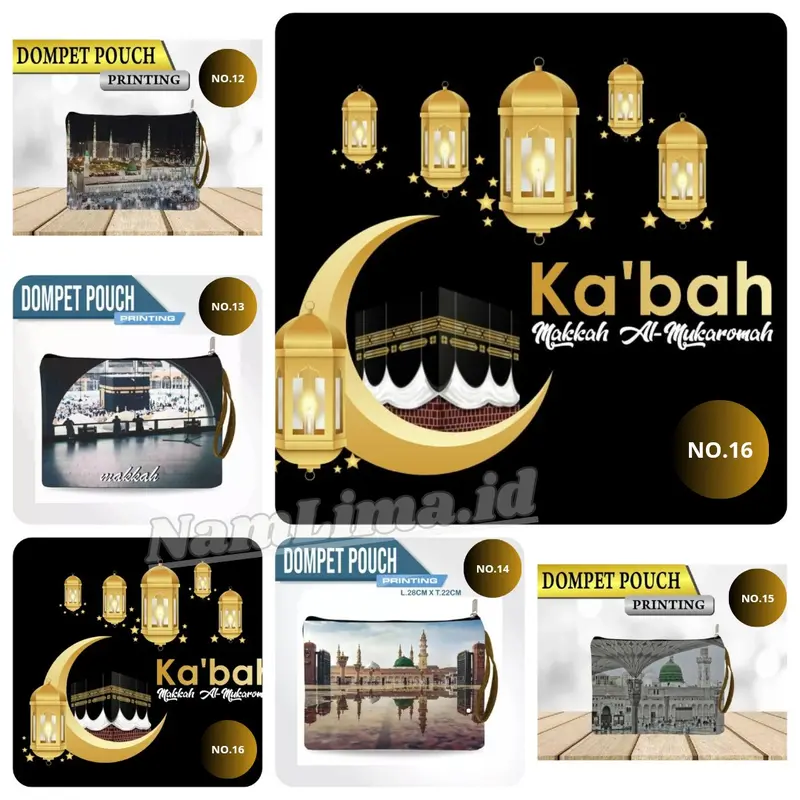 12pcs - Dompet Printing Oleh Oleh Haji Umroh Kanvas 1