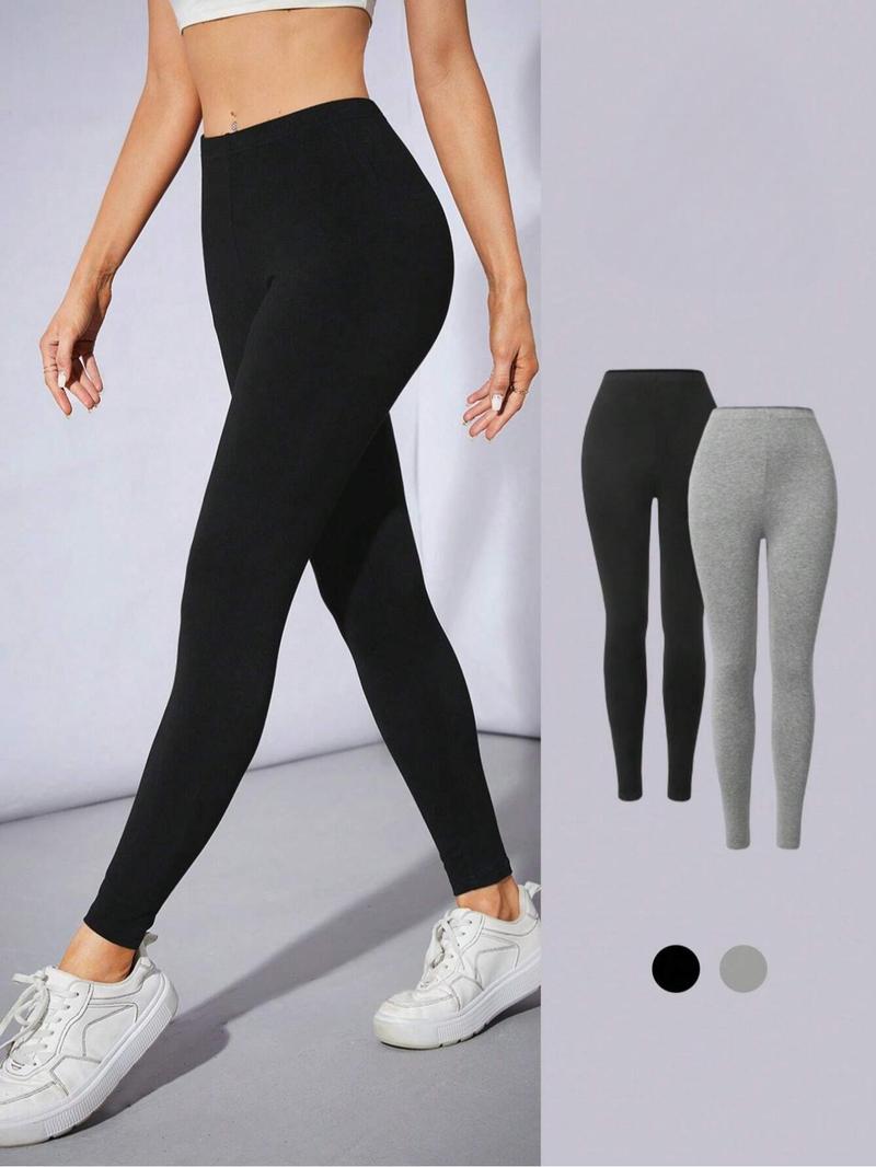 Product Introduction of Women's Solid High Waist Skinny Pants, Casual Comfy Leggings for Daily Wear, Ladies Bottoms for Summer 3