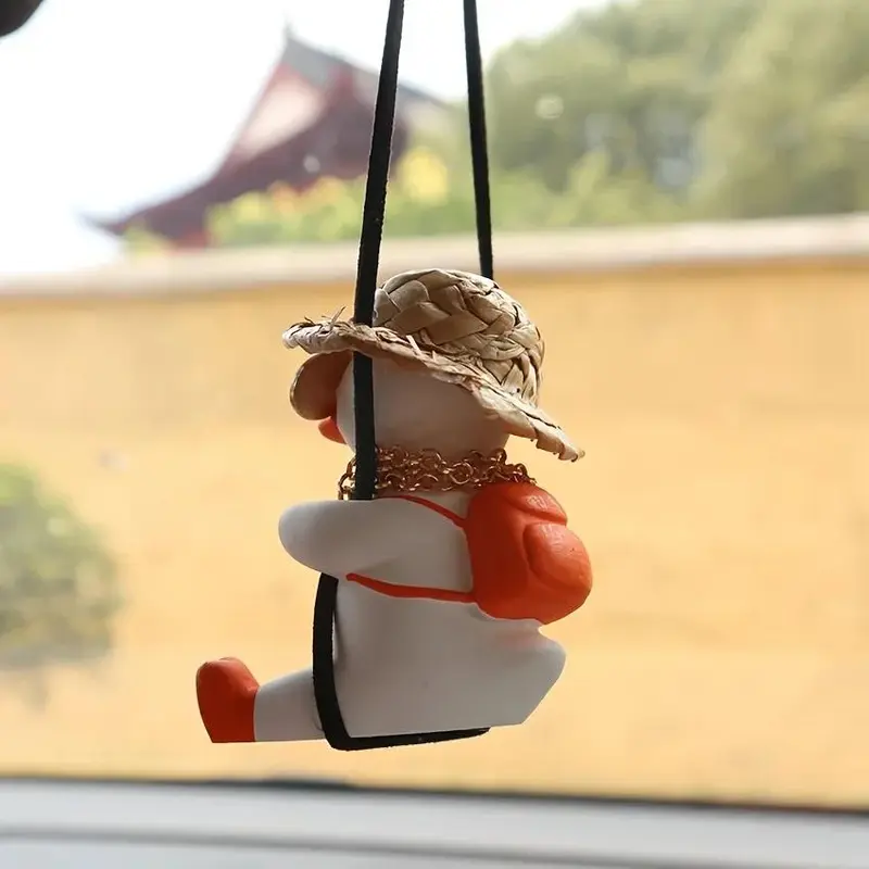 Cute Swinging Duck Design Car Ornament, Car Rearview Mirror Hanging Decoration, Car Interior Decoration Accessories for Women & Girls 4
