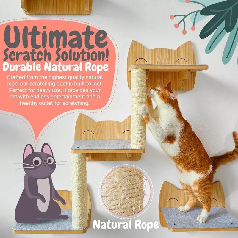 Product Introduction of IDAE Cat Wall Shelves Set of 9, Cat Wall Furniture for Large Cats - Modern Cat Shelves and Perches, Wall Mounted Cat Climber wit 4