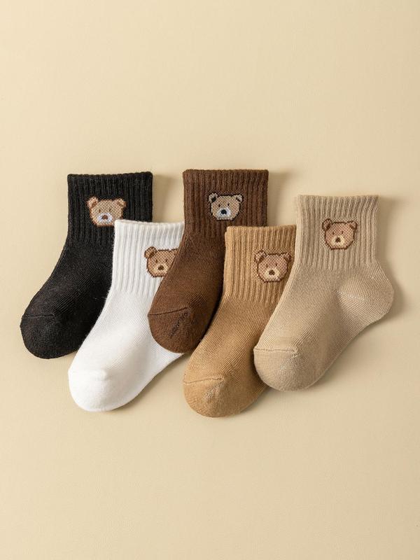 Unisex Baby's Cartoon Bear Pattern Crew Socks, Cute Comfy Breathable Socks for Infant Toddler Kids, Newborn Baby Socks,  Underwear 2