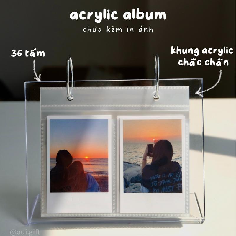 ALBUM TRỐNG Album Ảnh Để Bàn Dạng Cuốn Lịch 3 Inches Bằng Acrylic Dạng Lật 34 Ô Đựng Ảnh - Oui Gift