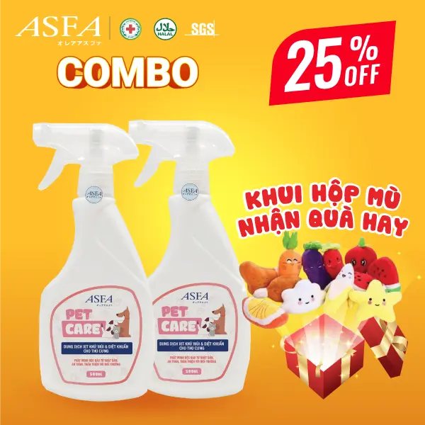 [Combo 2 Chai] Xịt Khử Mùi ASFA Pet Care 500ml - Diệt Khuẩn An Toàn Cho Thú Cưng