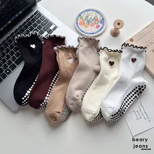 BEARY JEANS BJ366 | Heart Wave Yoga Socks Kaos Kaki Yoga Motif Love Lucu Anti Slip Socks Bottom Gym Pilates Socks Sport