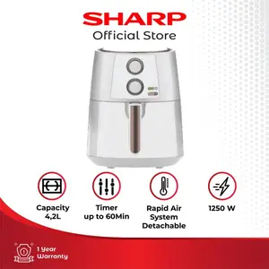 SHARP KF-MP42WH Rapid Air Fryer 1250 Watt, 4.2 Liter