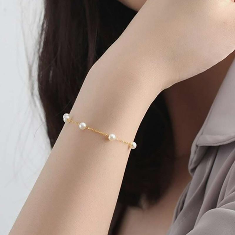 Product Introduction of Mini Summer Pearl Bracelets for Women Fashion Silver Color Adjustable Elegant Pearls Bangle Fine Wedding Banquet Jewelry Gifts 2