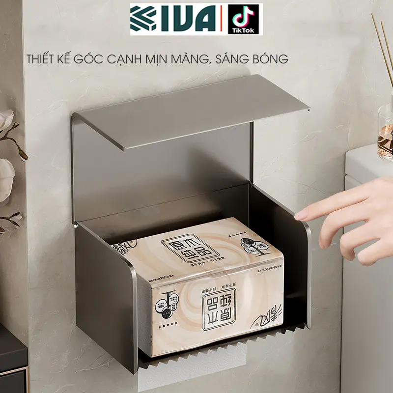 Kệ nhà tắm màu xám KIVA, chất liệu nhôm hàng không, lắp đặt dán tường, khoan tường, bảo hành 10 năm. 2