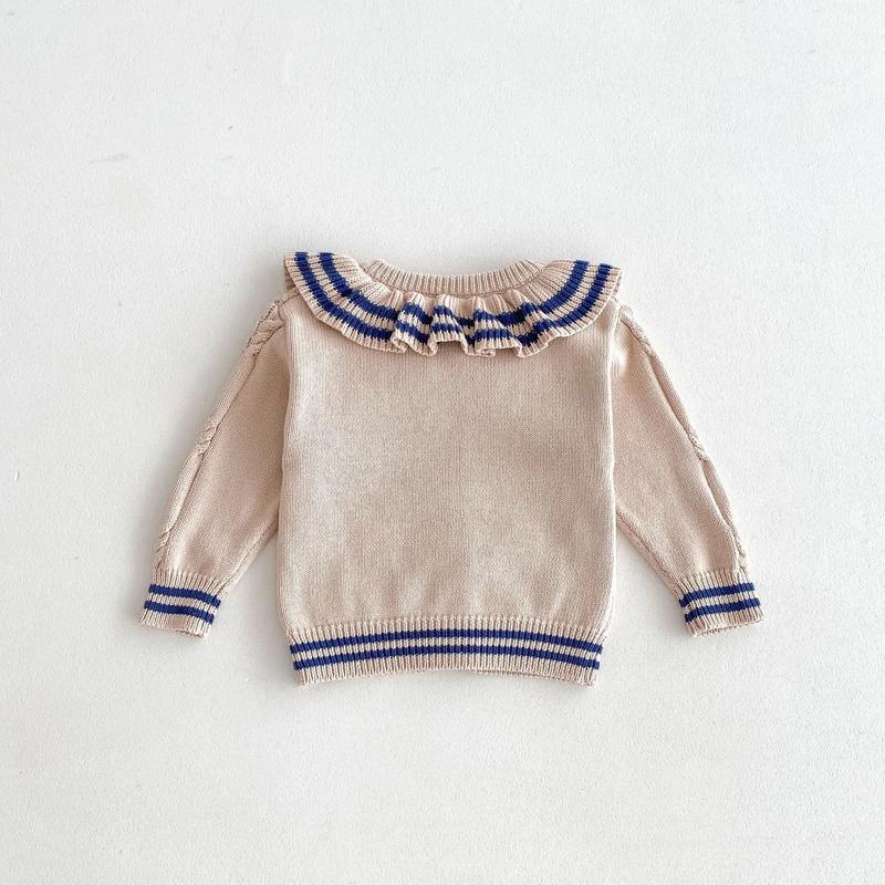 Product Introduction of Ins 2024 Autumn Baby Girls Knit Cardigan Sweater Lotus Collar Ruffle Line Collar Children Winter Solid Thicken Warm Knitwear Top 20
