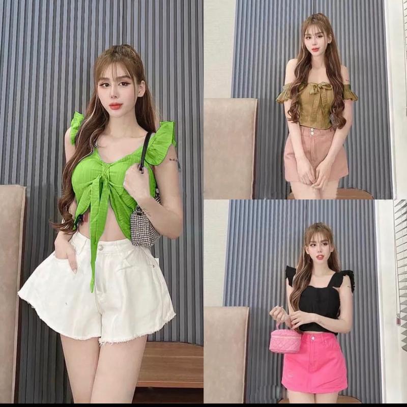 Áo croptop cánh tiên cột nơ ngực siêu xinh