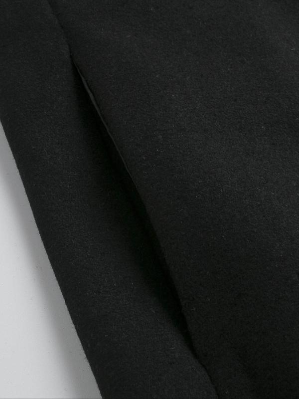 Men's Regular Fit Solid Lapel Collar Single Breasted Woolen Coat Without Sweater, Casual Long Sleeve Button Front Outerwear For Fall & Winter, Men's Clothes For Daily Wear 3