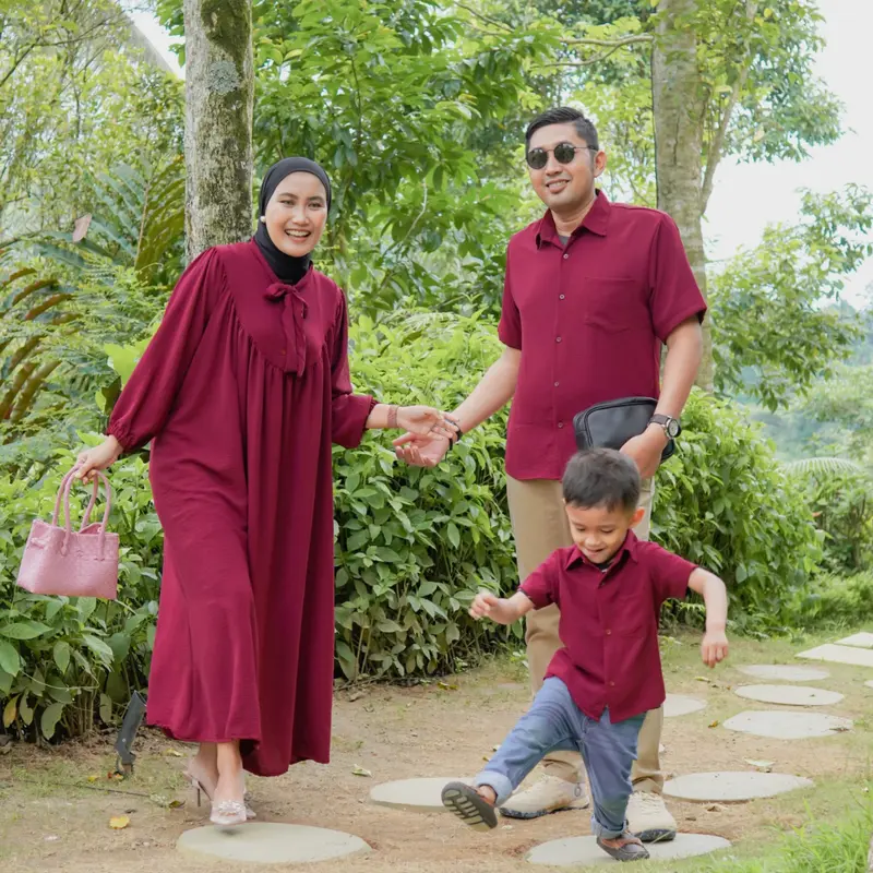 Gamis Wanita Muslim Dress Crinkle Polos Busui - Baju Lebaran Couple Keluarga - Loona Series by Nuriariya.id 4