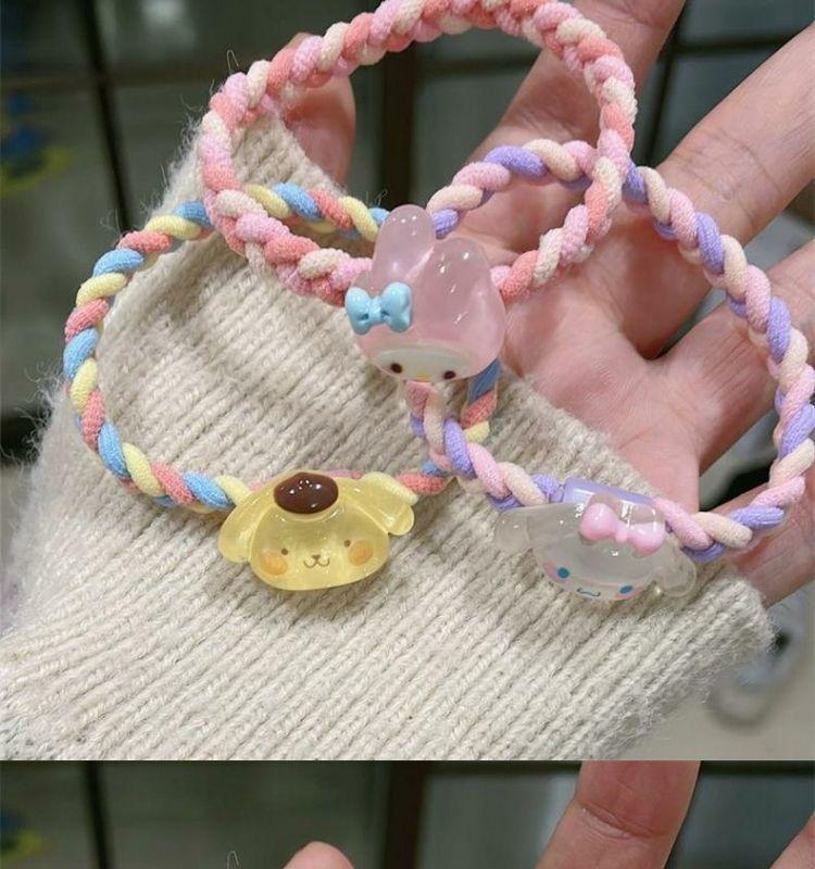 Product Introduction of New Cute Sanrio Hair Tie Elastic Band Ins Style Braided High Elasticity Hair Ring Hair Rope Mori Style New Ponytail Holder 3
