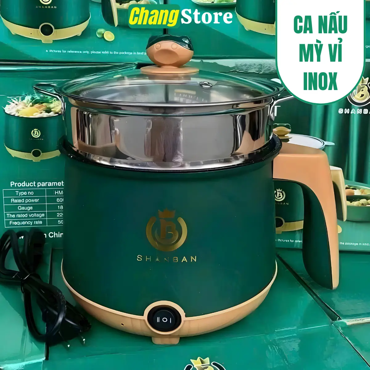 Nồi Lẩu Mini Đa Năng Ca Nấu Mì 2 Tầng Tặng Giá Hấp INOX Nướng, Luộc, Chiên Chống Dính Nồi Điện Nồi Lẩu Điện